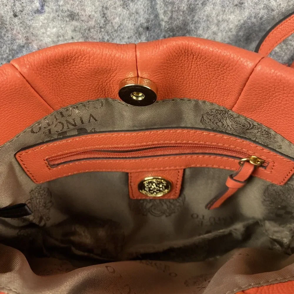 Vince Camuto Crossbody Handbag Burnt Orange Suede Tassel Genuine‎ Leather